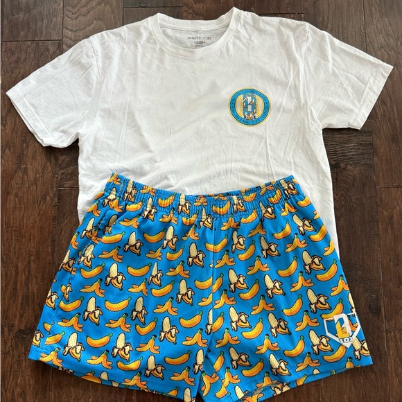 Baseball Lifestyle 101 Blue Banana Tee and Shorts - Picture 1 of 7